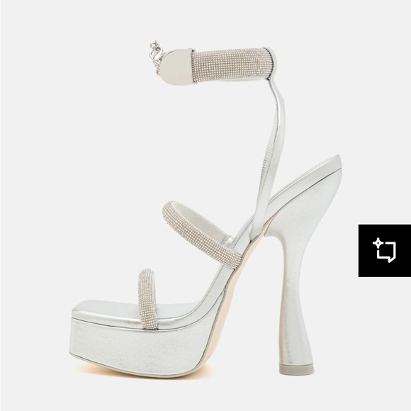 CULT GAIA SOLD OUT ELODIE SILVER PLATFORM SANDAL SIZE 8.5 - Picture 4 of 16